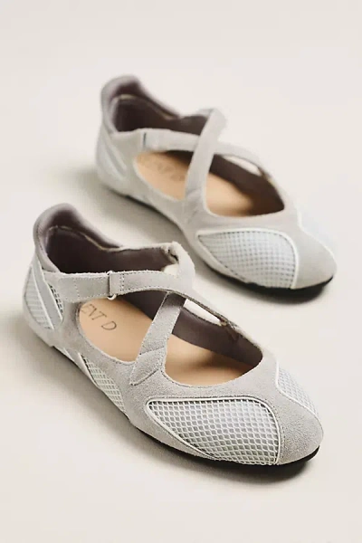 Silent D Arona Cross-strap Flats In Gray
