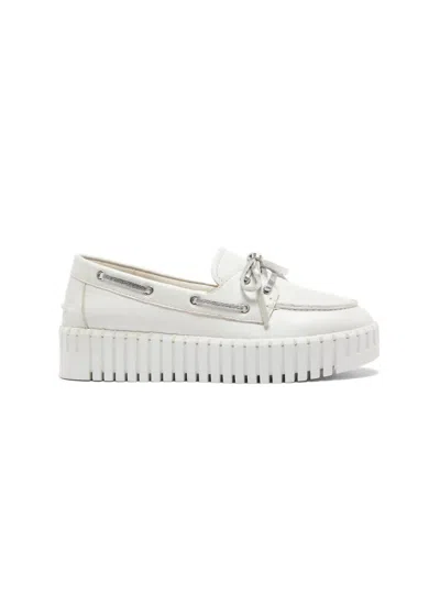Silent D Boat Sneaker In White Leather