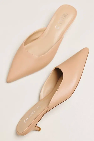 Silent D Bonnie Kitten Heel Mules In Beige