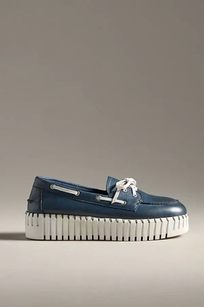 Silent D Brodies Platform Boat Shoes In Blue
