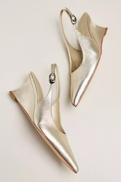 Silent D Celein-sd Slingback Wedge Heel In Gold