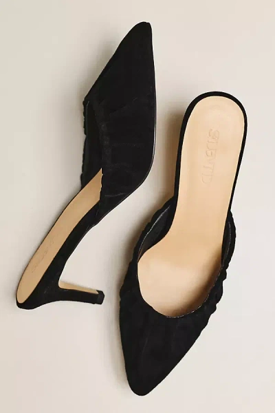 Silent D Crilla Scrunch Kitten Heel Mules In Black
