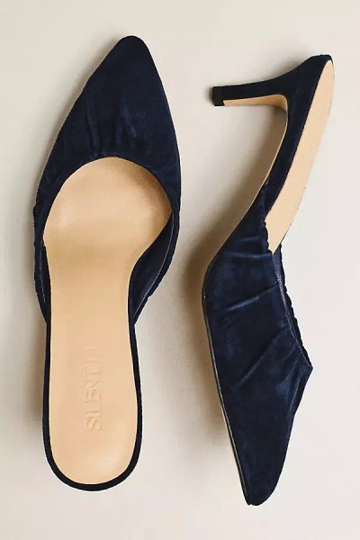 Silent D Crilla Scrunch Kitten Heel Mules In Blue