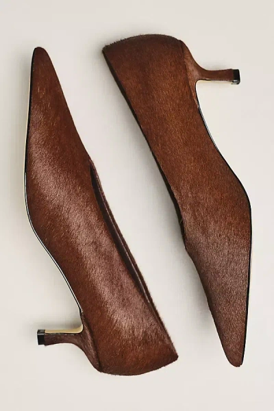 Silent D Dais Pointed Toe Kitten Heels In Brown