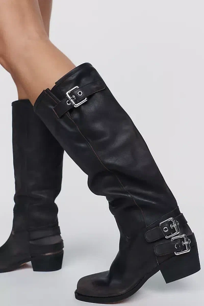 Silent D Demi Leather Buckle Boots In Black