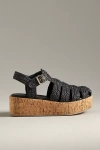 Silent D Fisherman Cork-bottom Platform Flats In Black