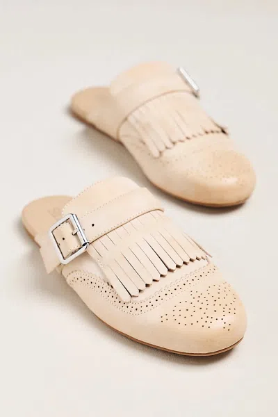 Silent D Fringe Mule Flats In Beige