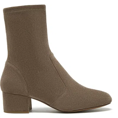Silent D Goldie Bootie In Taupe Stretch Microsuede