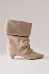 Silent D Heev Folded Ruched Boots In Sand