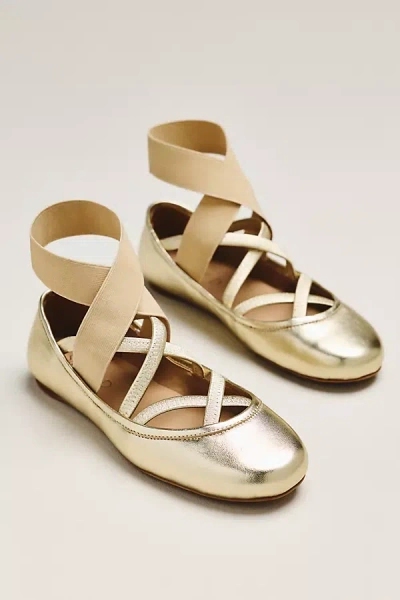 Silent D Mable Strappy Ballet Flats In Gold