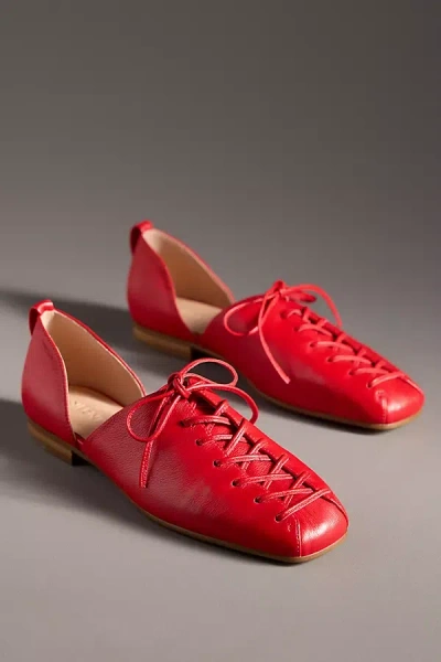 Silent D Palkie Lace-front Flats In Red