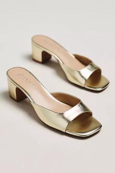 Silent D Polette Open-toe Heels In Gold