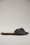 Silent D Raffia Flat Sandals In Black