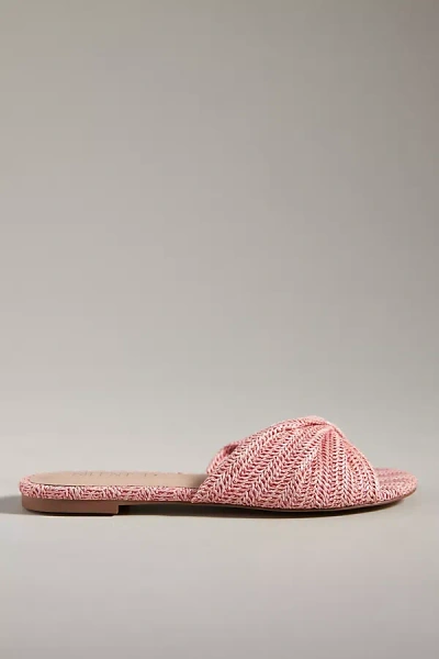 Silent D Raffia Flat Sandals In Pink