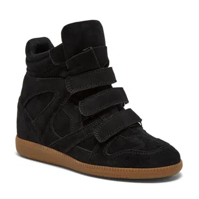 Silent D Sara Sneaker In Black Micro Suede