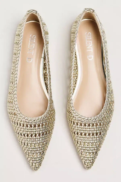 Silent D Selma Woven Leather Pointed Flats In Gold