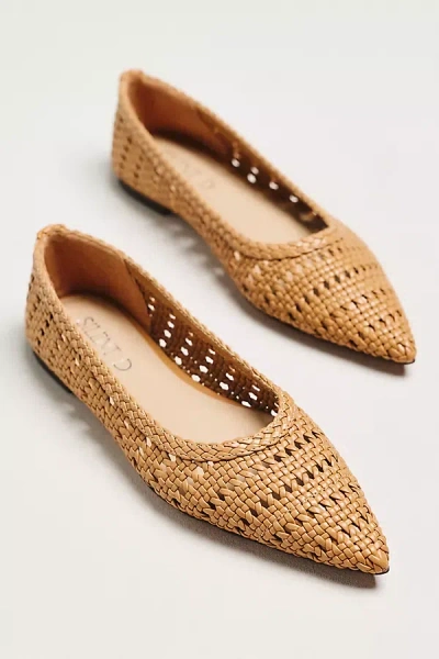 Silent D Selma Woven Leather Pointed Flats In Gold