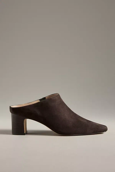 Silent D Sharpies Suede Pointed-toe Block-heel Mules In Brown
