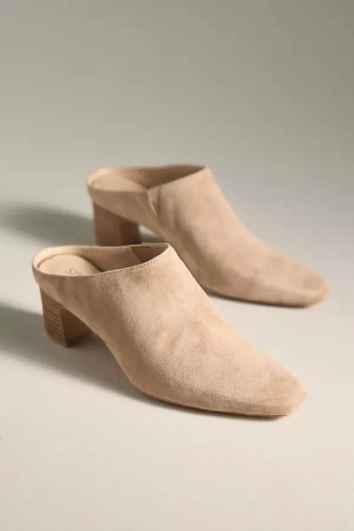 Silent D Sharpies Suede Pointed-toe Block-heel Mules In Sand