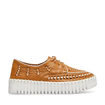 Silent D Women Brodies Sneaker In Tan & White In Multi