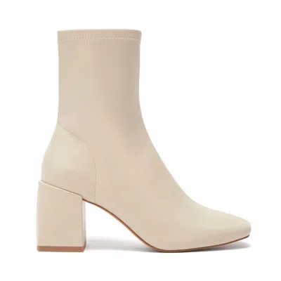 Silent D Women's Carina Heeled Boot In Oatmilk Stretch Napa In White