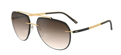 Pre-owned Silhouette Accent Shades 8719 Black Gold/brown Shaded (9030) Sunglasses