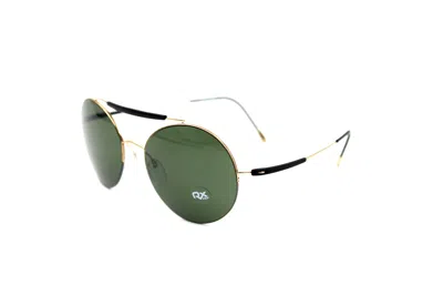 Pre-owned Silhouette Adventurer 8659 6228 Gold Black/green Lens Authentic Sunglasses