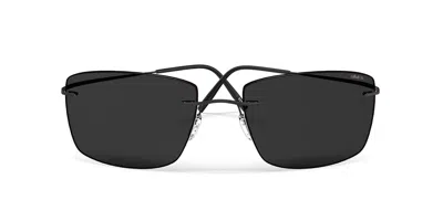 Silhouette Avior Senza Montatura 8741/75 Polarized 9040 Occhiali Da Sole Neri Per Uomo In Black