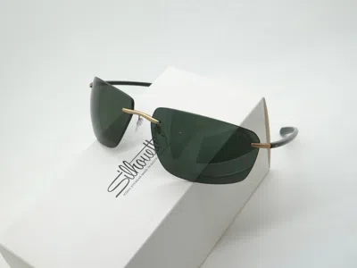 Pre-owned Silhouette Biscayne Bay 8727 7630 Black-pine Green/green Polarized Sunglasses