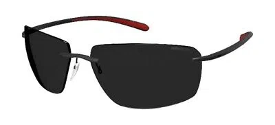 Pre-owned Silhouette Biscayne Bay 8727 Black Racing Red/ Grey Onesize Unisex Sunglasses In Gray