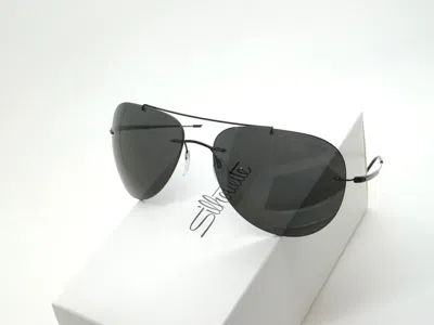 Pre-owned Silhouette Bodensee 8721 9140 Pure Black/slm Grey Polarized Aviator Sunglasses In Gray