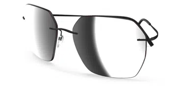Pre-owned Silhouette Caleum Tma Collection 8745 Black/silver Mirrored (9140) Sunglasses