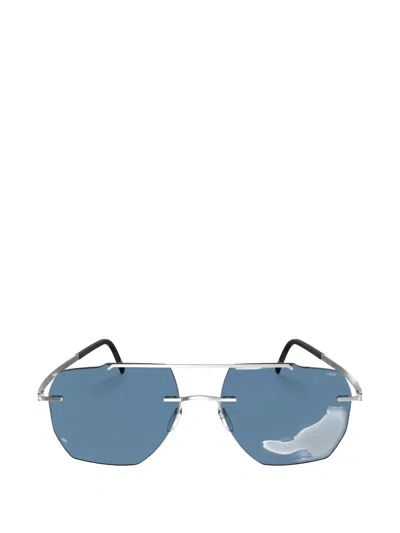 Silhouette Geometric-frame Double-bridge Sunglasses In Silver