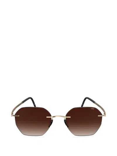 Silhouette 几何形镜框太阳眼镜 In Gold