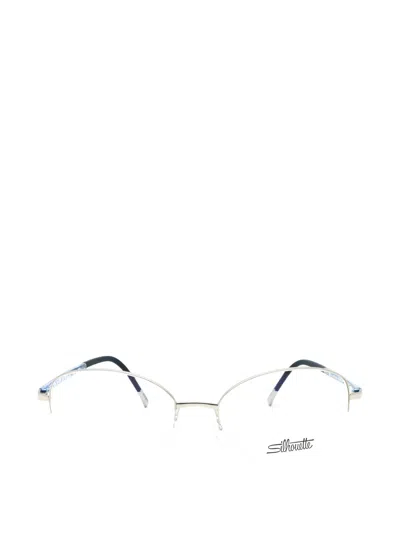 Silhouette Ladies Blue Oval Eyeglass Frames Illusionnylor456075 In Silver
