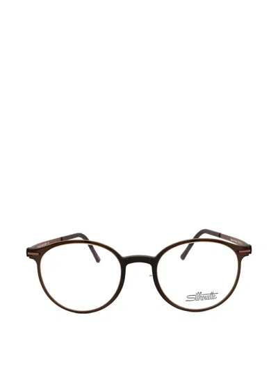Silhouette Infinity View Round-frame Glasses In Brown
