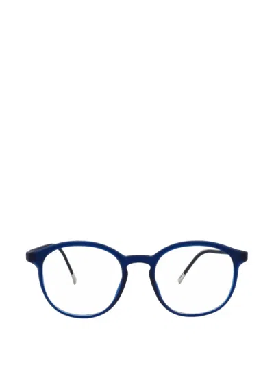 Silhouette Matte-finish Round-frame Glasses In 블루