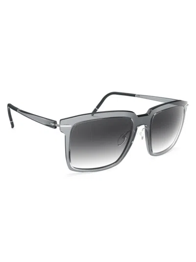 Silhouette Men's Infinity Menton 55mm Rectangular Sunglasses In Gray