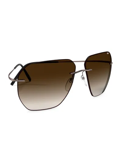 Silhouette Men's Titan Minimal Art Felis 60mm Rectangular Sunglasses In Brown
