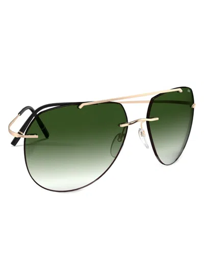 Silhouette Men's Titan Minimal Art Nash 61mm Aviator Sunglasses In Gold Green Gradient