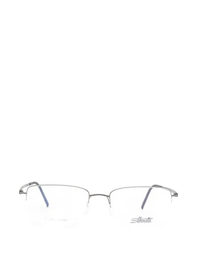 Silhouette Rectangle-frame Glasses In Gray