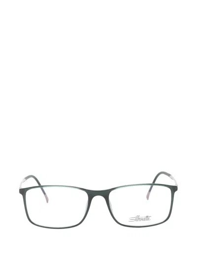 Silhouette Rectangle-frame Glasses In Green