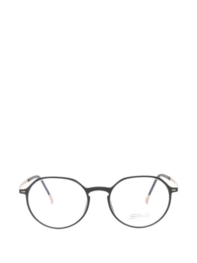 Silhouette Round-frame Glasses In Black