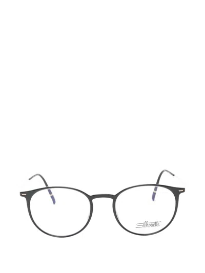 Silhouette Round-frame Glasses In Black