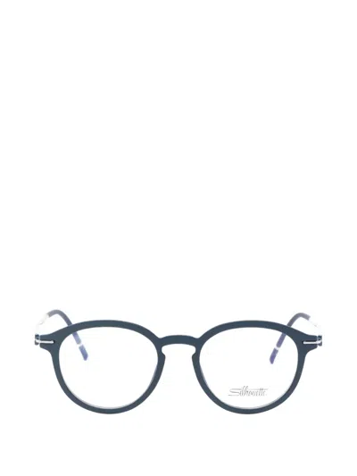Silhouette Round-frame Glasses In Blue