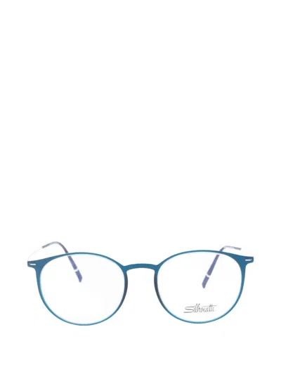 Silhouette Round-frame Glasses In Blue