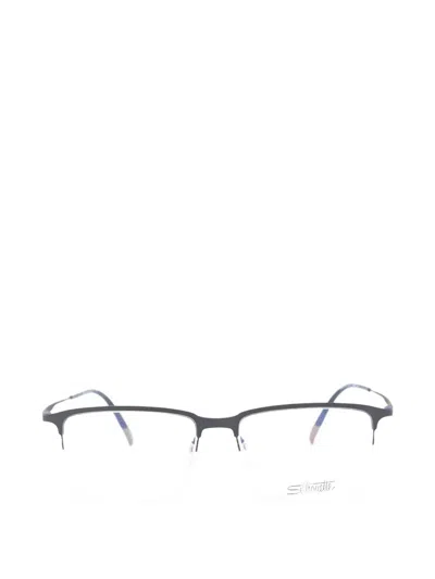 Silhouette Semi-rimless Rectangle-frame Glasses In Blue