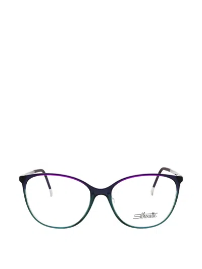 Silhouette Spx Illusion Fullrim Round-frame Glasses In Purple