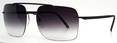 Pre-owned Silhouette Sun C-2 8708 75 9040 Black Mens Aviator Sunglasses 59-17-140 B:47 In Gray