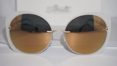 Pre-owned Silhouette Sunglasses Accent Shades White Gold Mirror 8164/75 8630 00/00